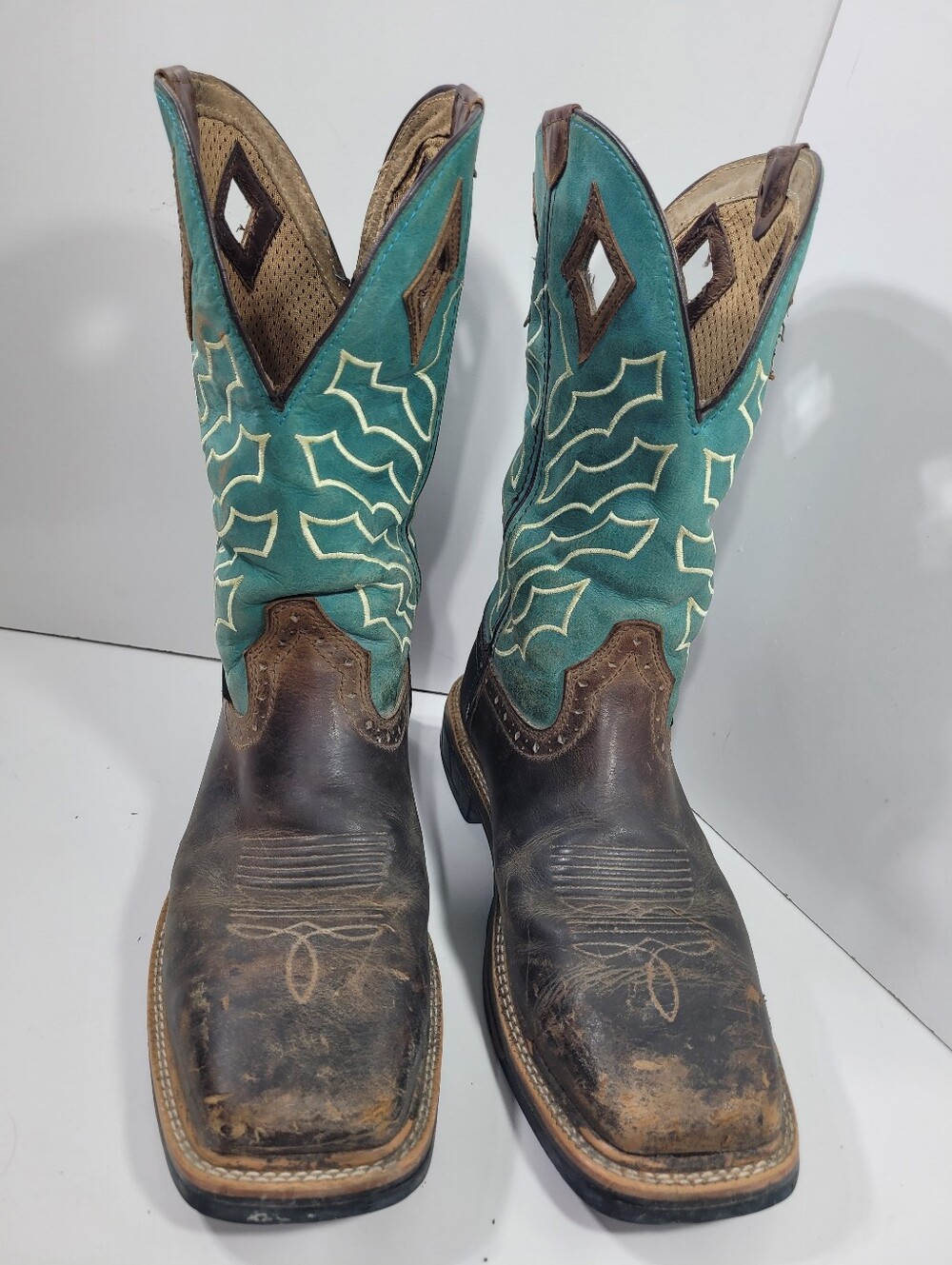 Justin Derrickman Men Work Boots Steel Toe EH Waterproof Teal Sz 9 D ASTM F2413